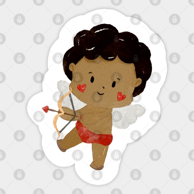 Cute Brown Valentines day Angel Cupid Sticker by MutchiDesign